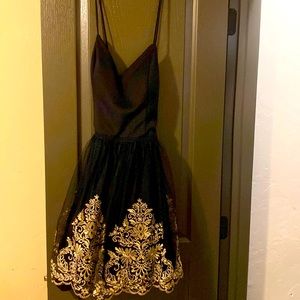 Black and gold short dress